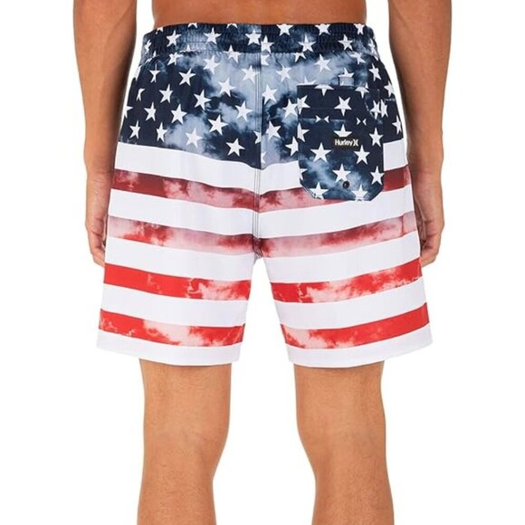 NEW Hurley Board Shorts Men’s Large Flag Patriotic‎ Stars & Stripes - Picture 2 of 15